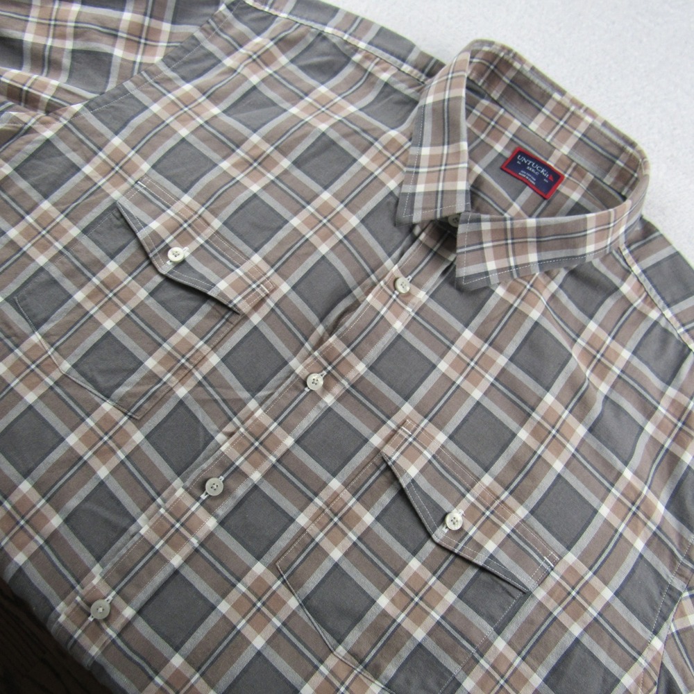 UNTUCKit Button Down Mens XXXLC Grey Plaid Belleruche UT-14-35660
